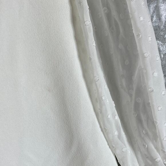 DKNY Women's Cream Illusion Dotted 3/4 Sleeve Crewneck Crepe Shift Mini Dress - Picture 7 of 12